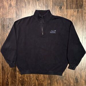 Ahead Authentic Pima Cotton The General Quarter Zip Pullover Sweater Faded Black